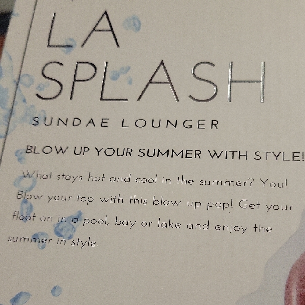 Viva La Splash Poo Sundael Float Inflatable Lounger New In Box - Picture 4 of 4